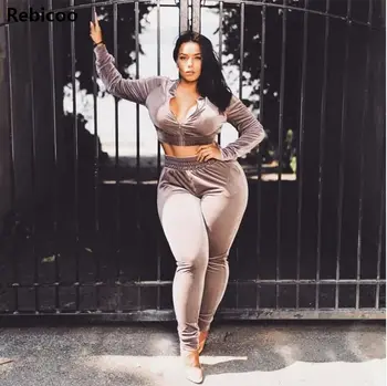 

Velvet two-piece suit winter jumpsuit romper women Sexy crop sexy overalls Elegant long sleeve playsuit casual jumpsuit