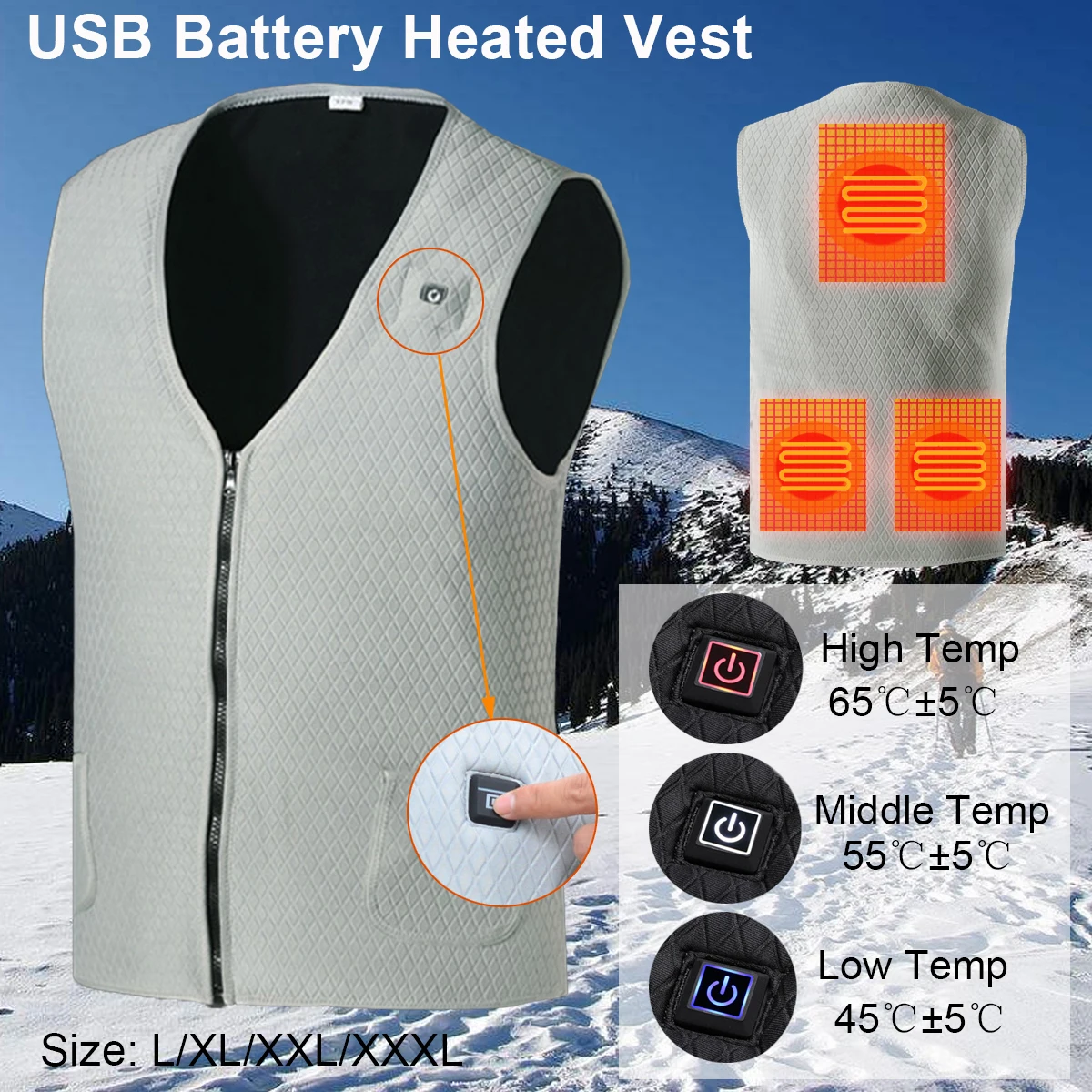 45/55/65 USB للجنسين تسخين كهربائي الدافئة سترة التدفئة العمل معطف في الهواء الطلق التزلج سترة سلامة الملابس 45/55/65 USB للجنسين تسخين كهربائي الدافئة سترة التدفئة العمل معطف في الهواء الطلق التزلج سترة سلامة الملابس