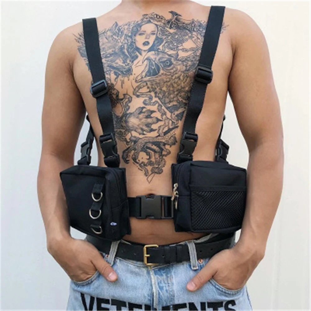 

2019 fashionTactical Harness Chest Rig Bag Unisex Hip-Hop Oxford Two Pockets Fanny Pack Tactical Alyx Kanye Functional Vest Bag