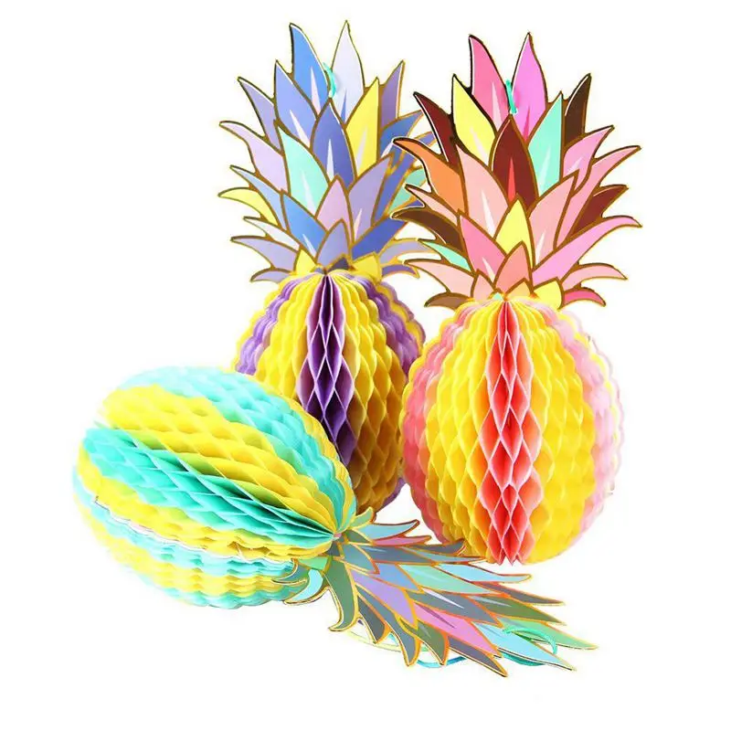 

Color Pineapple Shape Paper Honeycomb Balls Table Centerpiece Summer Beach Tropical Party Decoration 3 Pieces