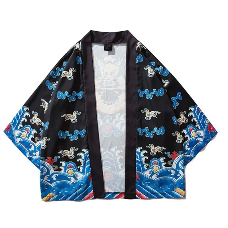 Harajuku Kimono Jacket Japanese Hip Hop Men Streetwear Jacket Ancient Chinese Robe Dragon Summer Thin Retro Style Tops DQ002 Harajuku Kimono Jacket Japanese Hip Hop Men Streetwear Jacket Ancient Chinese Robe Dragon Summer Thin Retro Style Tops DQ002