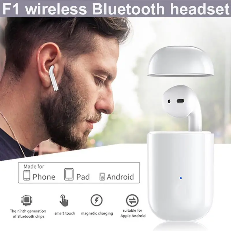 

F1 5.0 TWS One Piece Earbuds True Mini Wireless Bluetooth Earphone Earpieces Stereo Music Headset For IPhone Andriod Hot Sale