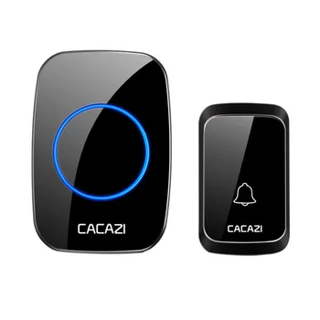 

JABS Cacazi Wireless Waterproof Doorbell Led Light Battery Button 58 Chime Home Cordless Calling Bell 300M Remote Control Us P
