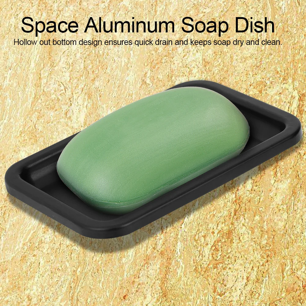 

Space Aluminum Soap Dish Bracket Wall Mounted Bathroom Shower Soap Storage Plate Tray Holder household soap box container
