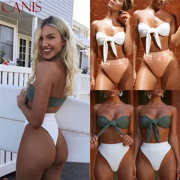 

Fashion Casual Slim Solid Women Sexy Tied Up Bikini Set Padded Bra Swimsuit Triangle Bather Suit Beachwear Clothes