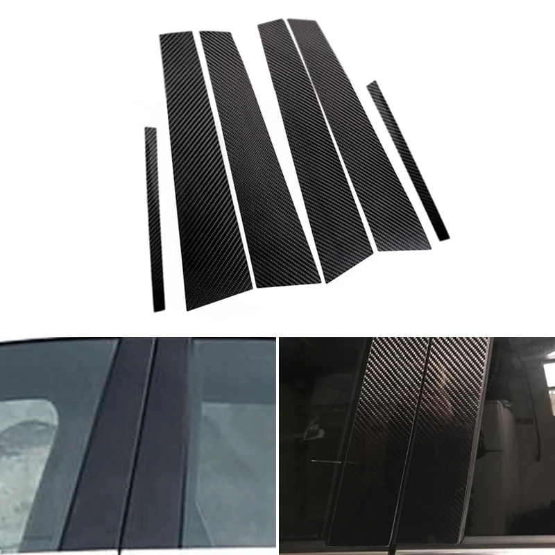 

6PCS Car Real Carbon Fiber Window B-pillar Molding Cover Trim For Mercedes Benz GLA Class 2013 2014 2015 2016 2017 2018