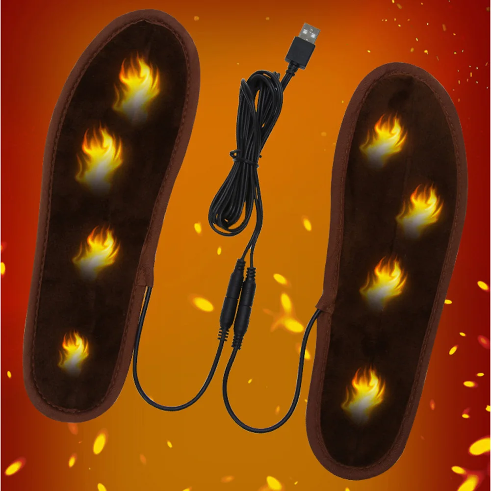 

1 pair USB Electric Powered Plush Pad Heating Insoles Winter Keep Warm Foot Shoe Insole Insoles Usb Charged for Shoes Unisex