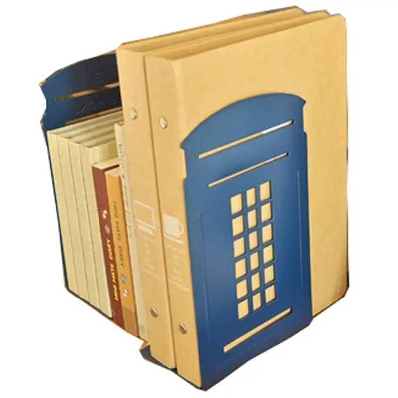 1 пара лондонская телефонная будка дизайн противоскользящие книжные Полки книжная полка держатель канцелярские принадлежности(темно-синий