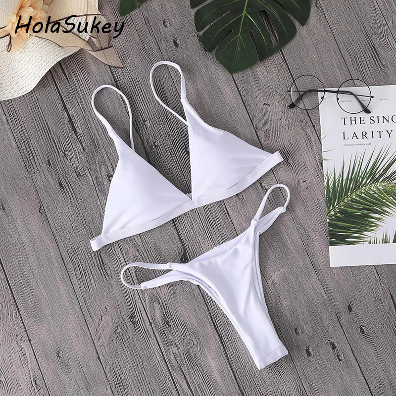 HolaSukey 2019 пикантные трусики бикини сплошной Комплект Новый купальники для женщин