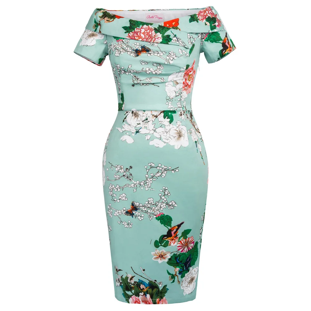 Ретро Винтажные Короткие рукава с открытыми плечами платья женские элегантные