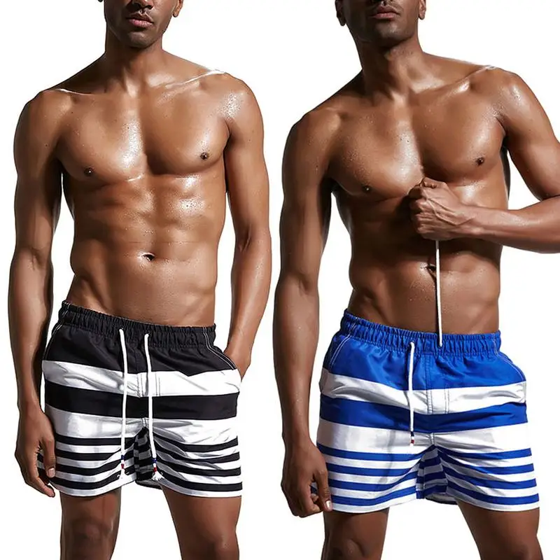 Мужские свободные большие размеры спортивные шорты приморский праздник Мужские Молодежные полосатые брюки пляжные брюки мужские полосатые пляжные шорты для плавания
