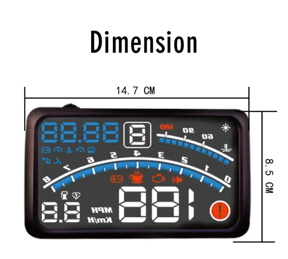 4E 5 &quotАвтомобильный HUD Дисплей автомобильный OBD2 II EUOBD Предупреждение