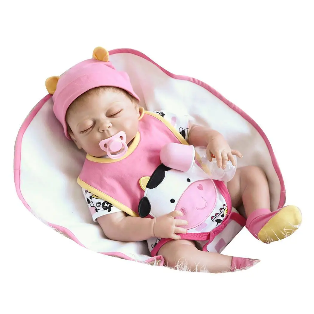 

Kids Soft Silicone Realistic With Clothes Reborn Collectibles, Gift, Playmate Baby Closed Eyes Doll 2-4Years
