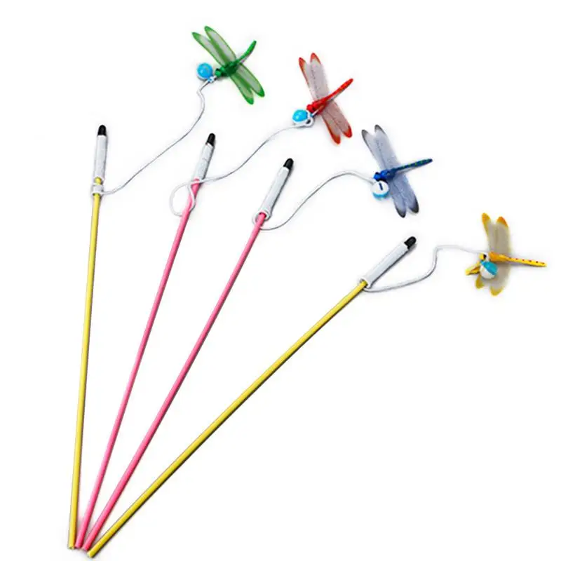 

Funny Dragonfly Cat Stick Rod Toy Colourful Pet Cat Teaser Toy Cats Wand Pet Products With Bell (Random Color)