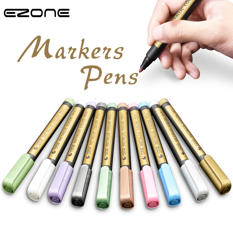 

EZONE 1PC Mark Pen Candy Color Highlight Pen For Graffiti Drawing Colored Metallic Permanent Paint Markers Students Stationery