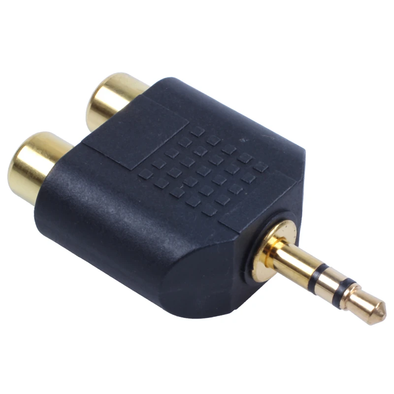 Новый 1/8 &quot3 5 мм разъем на 2 адаптер RCA Y сплиттер стерео мужской 2x женский золотой