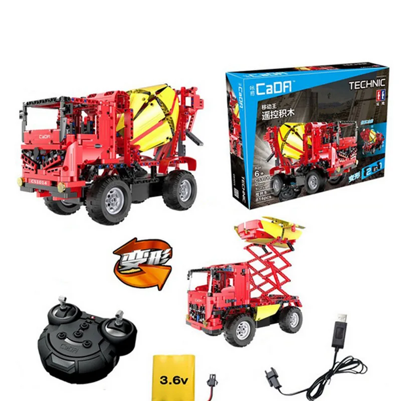 

814 pcs Compatible with Lego Technic 60018 Remote Control RC Mixer Truck duplo auto sets Model building blocks brick toys
