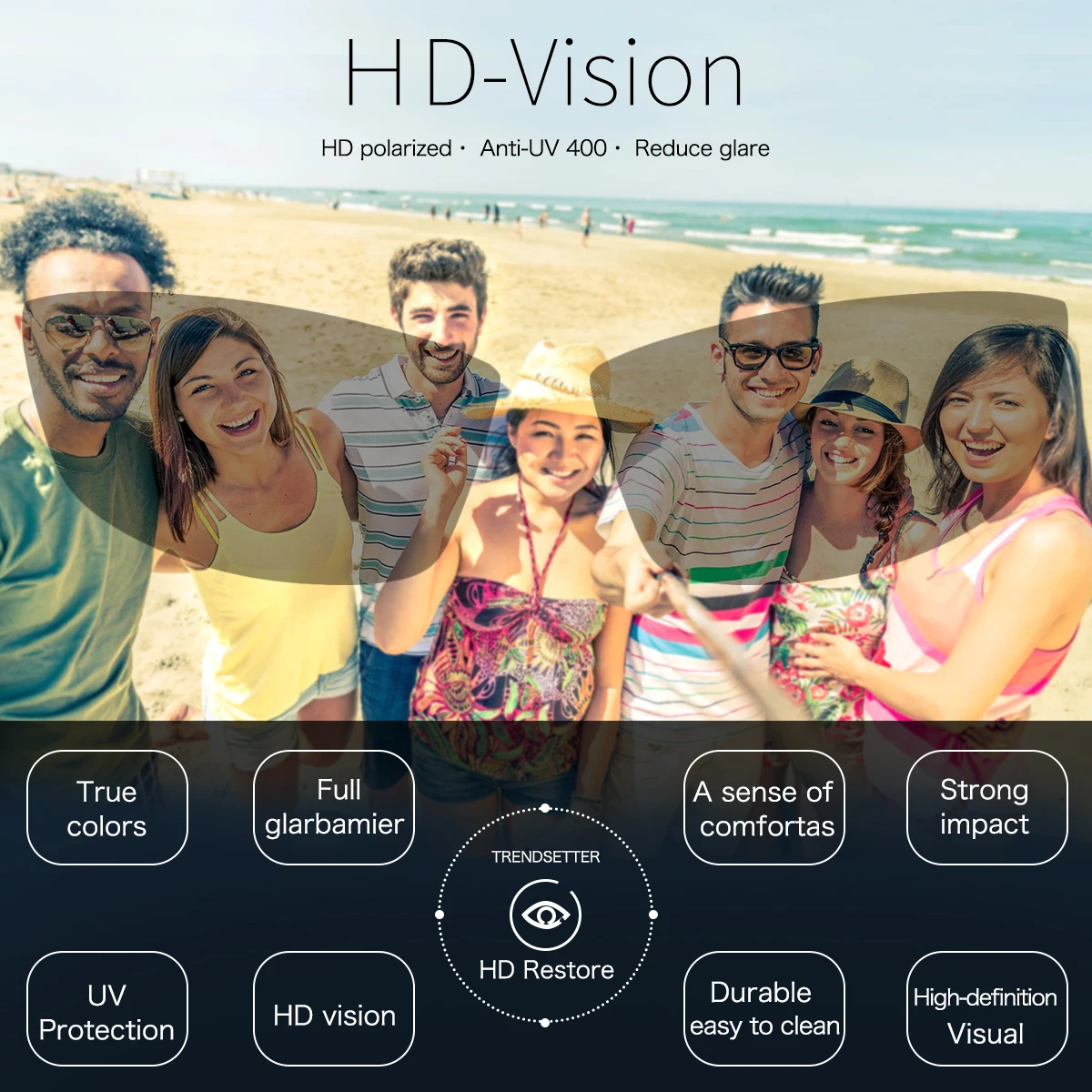 QUESHARK TR90 Untralight Frame HD Polarized Sunglasses Fishing Eyewear Cycling Glasses For Men Women Sport Hiking Running Golf