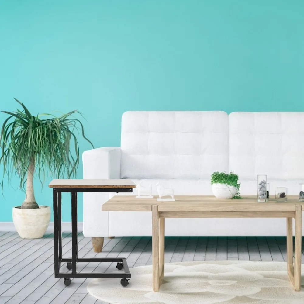 New Creative C-shape Laptop Computer Desk Bedside Sofa Table Removable Coffee Tea Desltop With Wheels for Home Funiture HWC