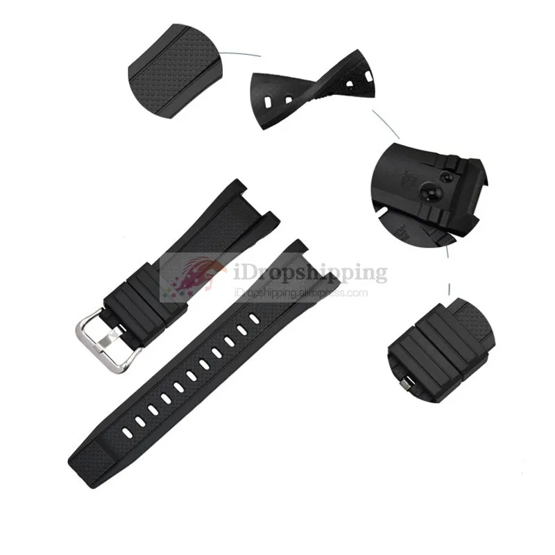 Black Silicone Rubber Watchband for Casio GST-W300G/W300/S300G/S300/S210B/S100G/S110/W100/W-110 Rubber Watch Strap+Tool