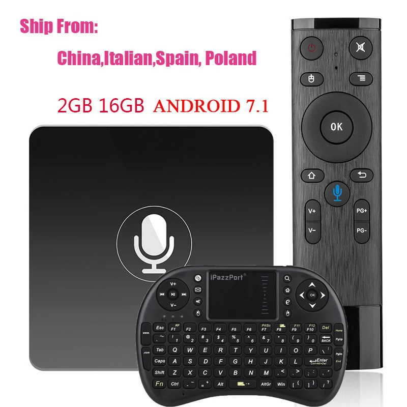 A95X Pro Android 7,1 ТВ Ящик Голосовой Управление 4 ядра Amlogic S905W H.265 2 ГБ 16 ГБ 2,4 ГГц Wi-Fi 4 K HD медиаплеер Set-топ Коробки