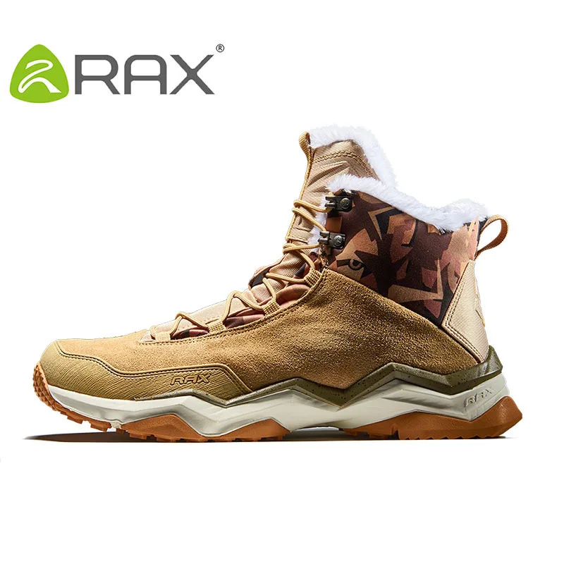 

RAX Snow Boots Men Waterproof Outdoor Sports Sneakers for Men Plus Size Hiking Boots Warm Fur Lining Outdoor Mountain Shoes