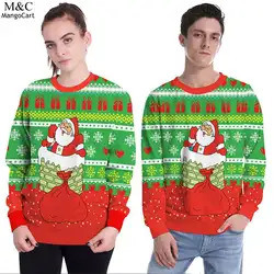 Толстовка с длинным Рождественский пуловер с круглым вырезом свободные печатает ни один рукав Пуловер Regular свободные Повседневное Для