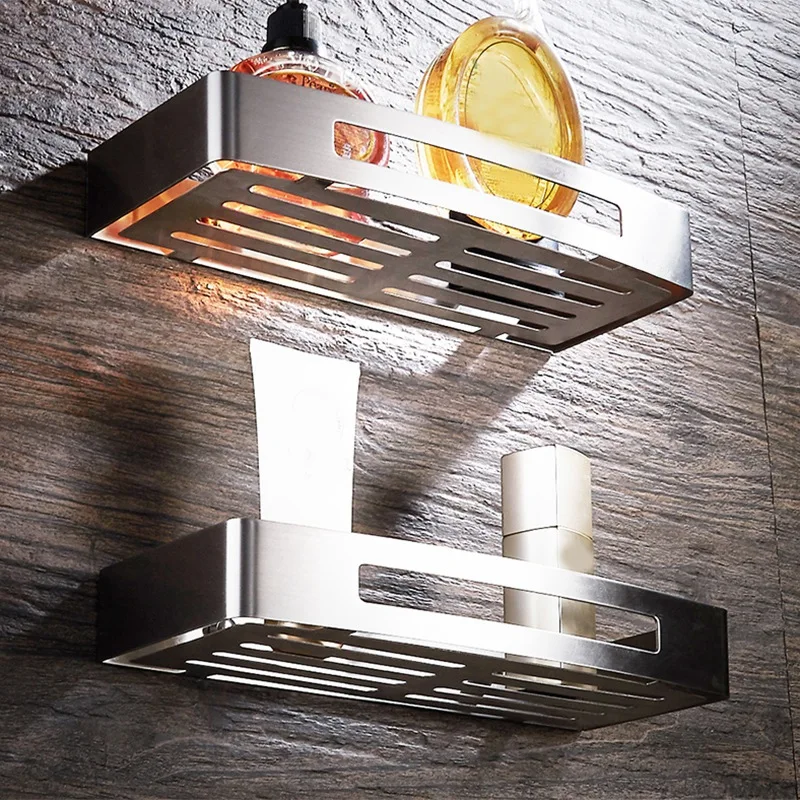 جدار جبل رفوف الحمام نحى النيكل الفولاذ المقاوم للصدأ مستطيل دش العلبة رف حمام الملحقات