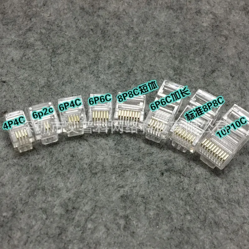 Qualidade Corpo Curto Cat5e Cabeça de Cristal Rj45 Conector 8p8c Plug Ofc Adaptador de Rede Cobre para Cabo Plano Computador Ethernet - Imagem 5