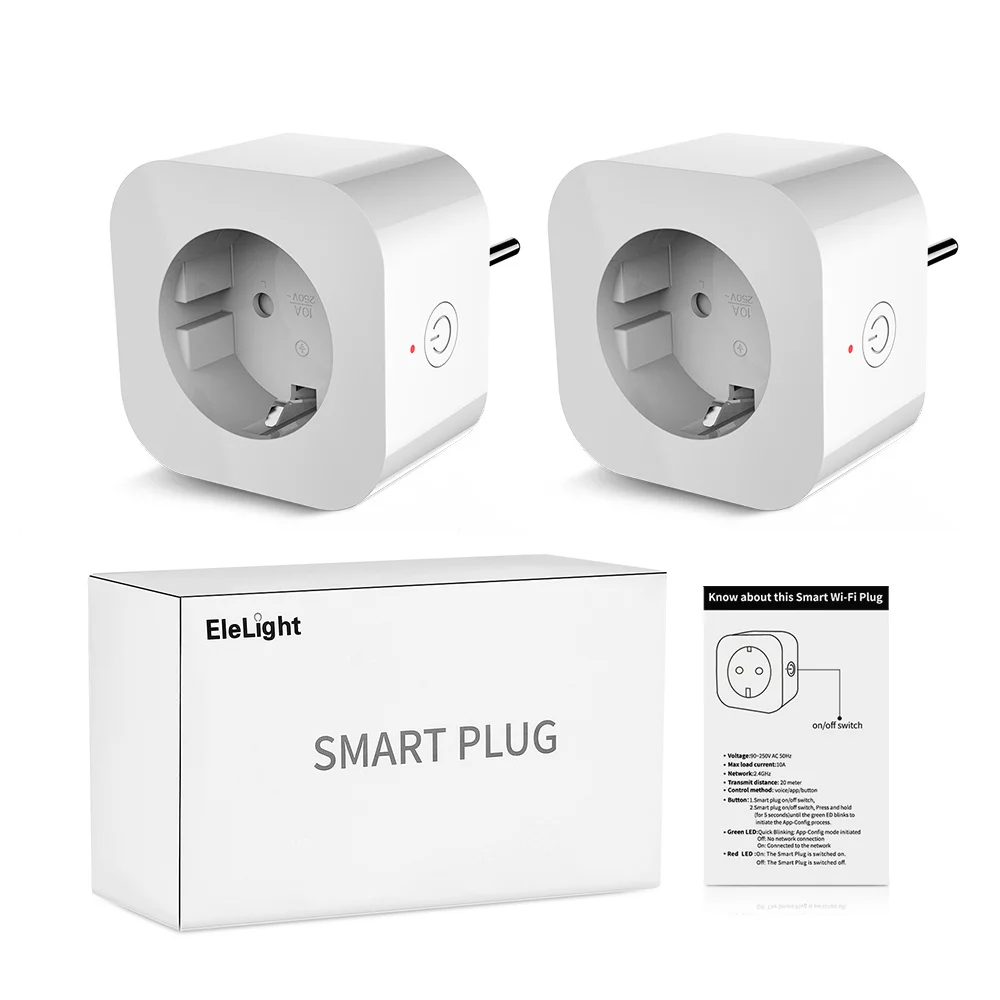 2 шт. Elelight WiFi умная розетка с пультом дистанционного управления вилка