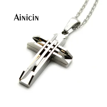 

316L Stainless Steel Cross Pendants Jesus Christian Jewelry For Men and Women 50cm Chain Necklace Fashion Accessory