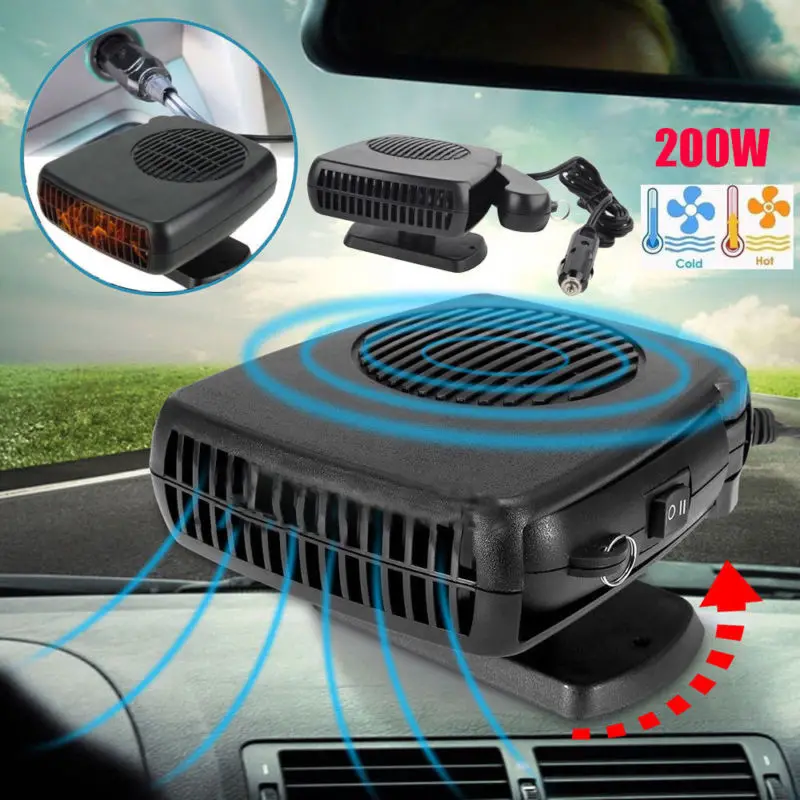 

12V Portable Car Heating Cooling Fan Heater Defroster Demister New Car Heater And Fan instant Heat And Cool 200W Upgrade 2in1