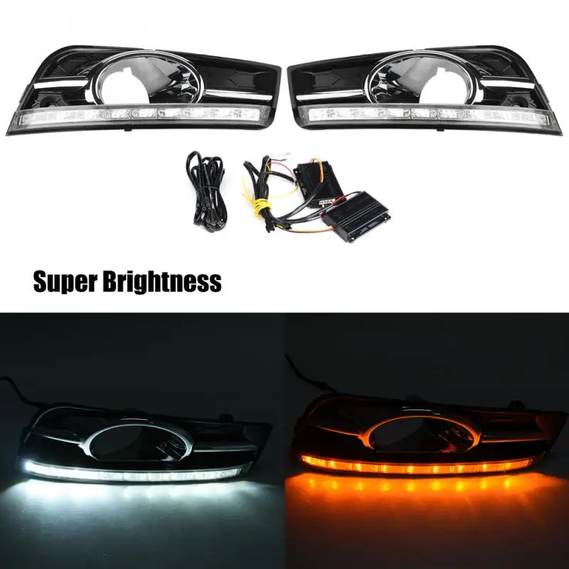 

1 Pair Car Daytime Running Light Turn Signal 2-Color DRL LED Fog Lamp Universal for Chevrolet Cruze 2009 2010 2011 2012 2013