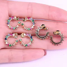 5 пар дизайн золото micro pave Циркон с радужным блеском cz серьги гвоздики для женщин вечерние/Свадебные украшения