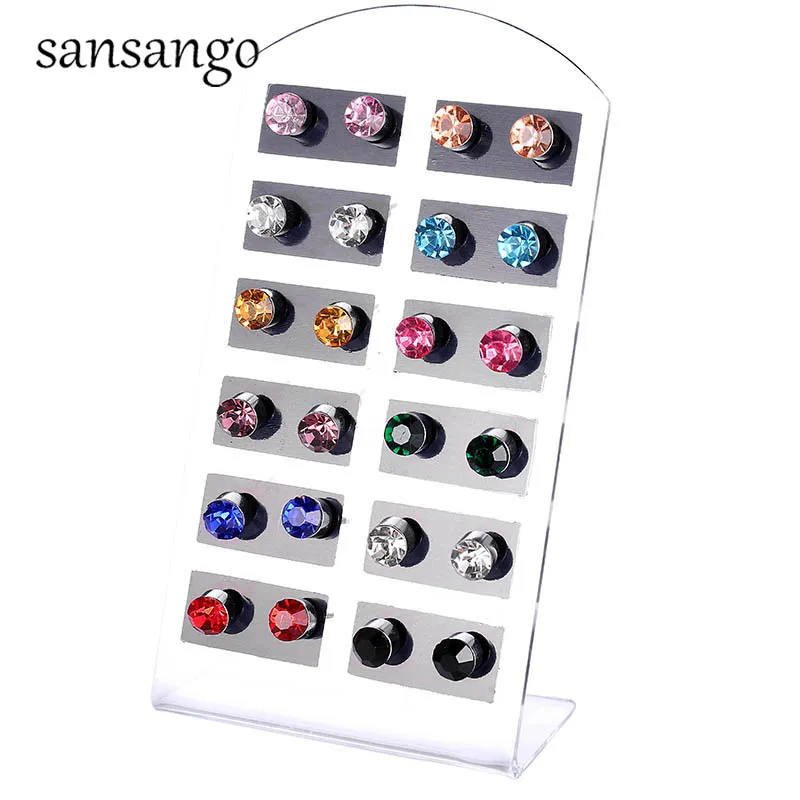 

12pair/set 4 styles Colorful Crystal And Simulated Pearl Stud Earrings Set Bijoux Brincos Pendientes Mujer For Women Ear Jewelry