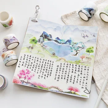 

Grand Sight River Mountain Scenery Creative Cute Masking Decoration Adhesive Stikcer Washi Tape