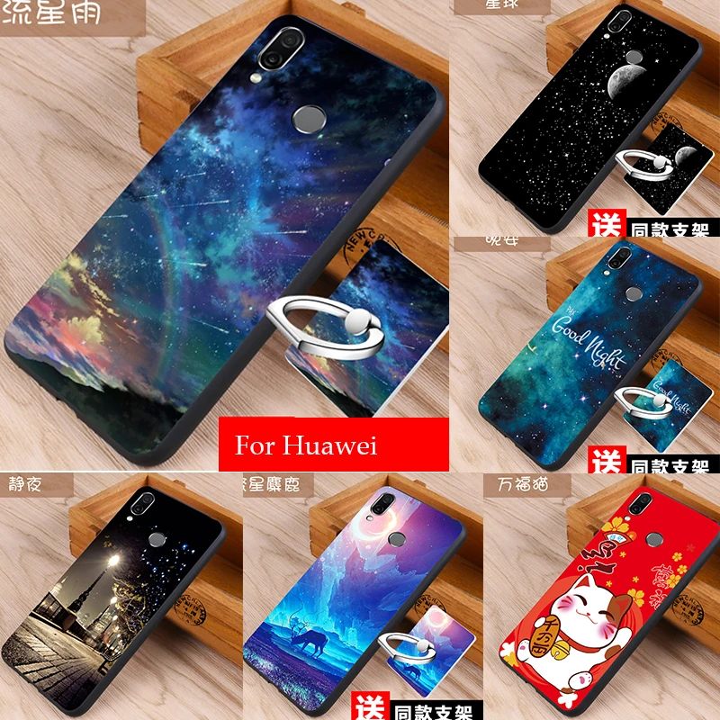 

Silicon Case For Huawei Y9 2019 Nova 3 3i Case Cover Huawei Honor 8x max 10 9 Lite 7c Pro y9 2019 Case With Ring Fashion Cover