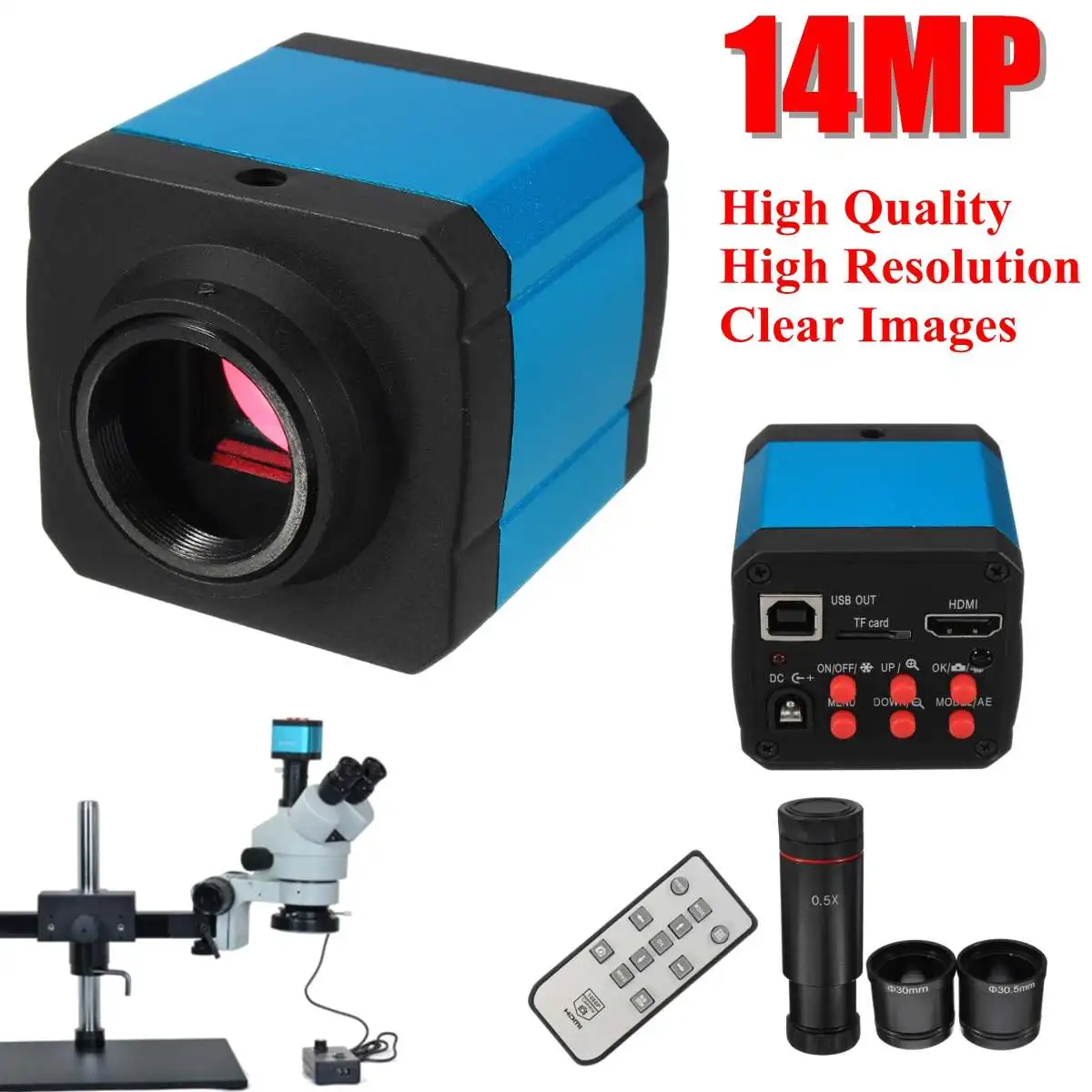 

14MP HDMI HD 1080P Digitale Microscope Magnifier Industria Camera USB Stereo Adattatore
