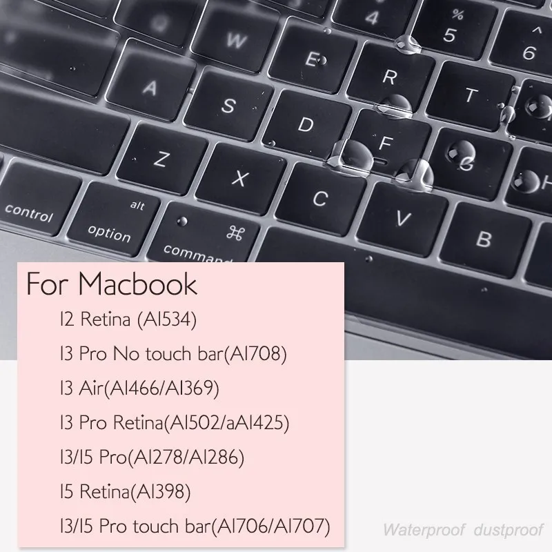 Защитная пленка для клавиатуры из ТПУ Macbook 11 6 &quotAir 12&quot Retina 13 &quot15 дюймов Pro touch bar