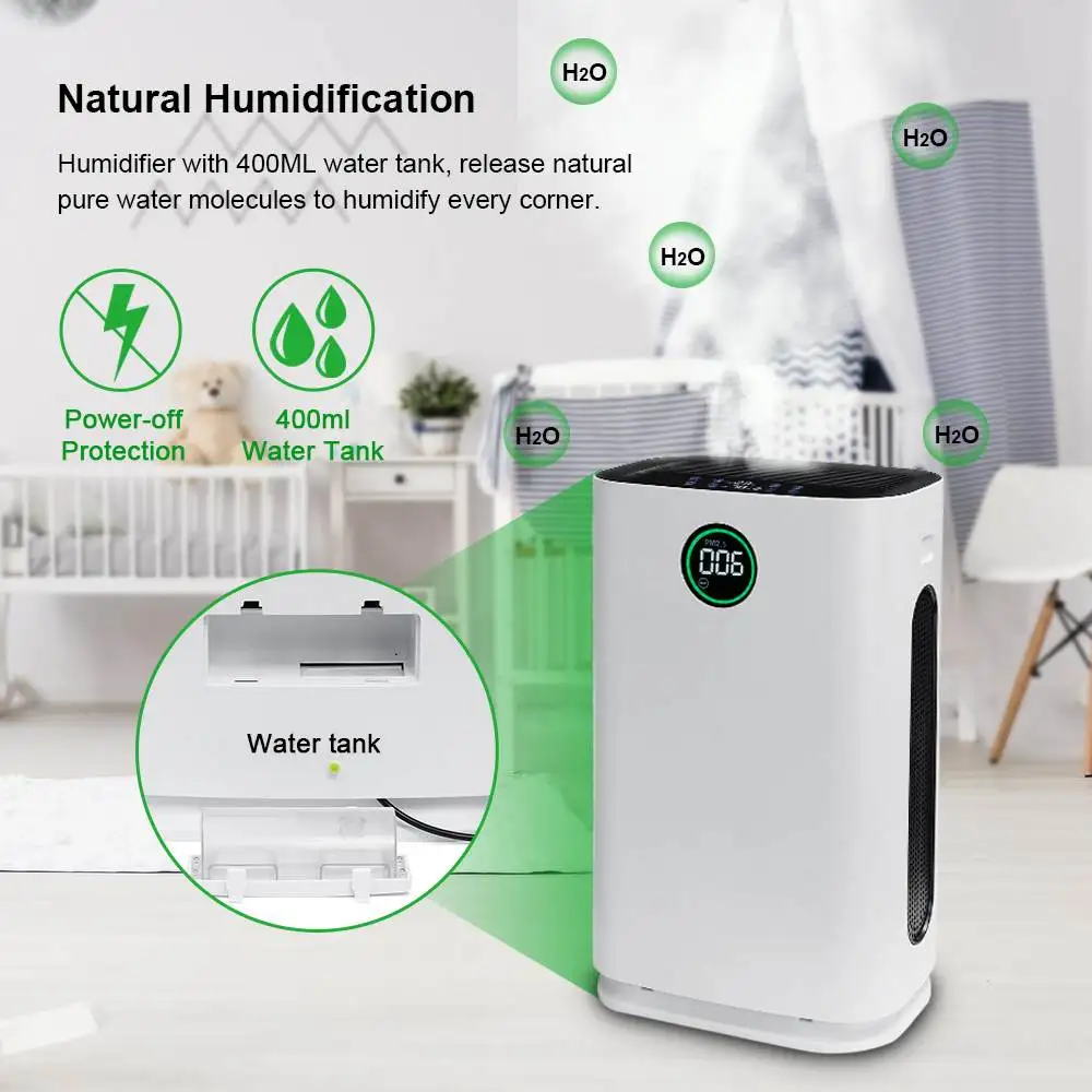 

AUGIENB HEPA Air Purifier With Humidifier 6 Layers Of Purification Deodorization Sterilize Dusting Household ionizer Air cleaner