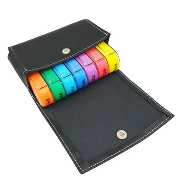 

Travel Weekly Container PU Bag Reminder Prescription Pill Box Medication Organizer 28-grid Storage Case Wallet