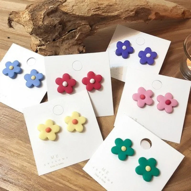 

2019 Korea Earrings Flowers Acrylic Earring Boho Candy Color Morandi Geometry For Women Summer Earring Beach Cute Girl Jewelery