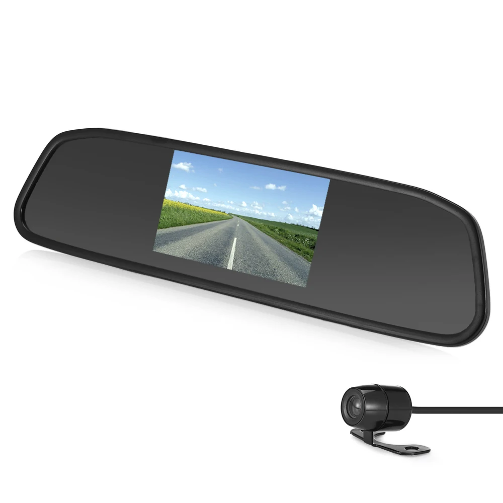 

4.3 inch Car Rear View Camera Mirror Monitor Display Screen Reversing Camera Waterproof Parking Monitors System 170 Degrees