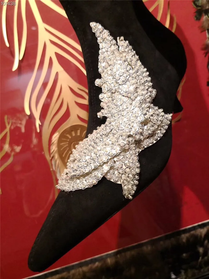 Main Muller Femelle Femmes Extensible Troupeau Chaussures as À Bout Tissu Picture Picture Aile Bottes Cuir Coudre As Pointu Minces Bottines Glitter En Strass pp47Urq