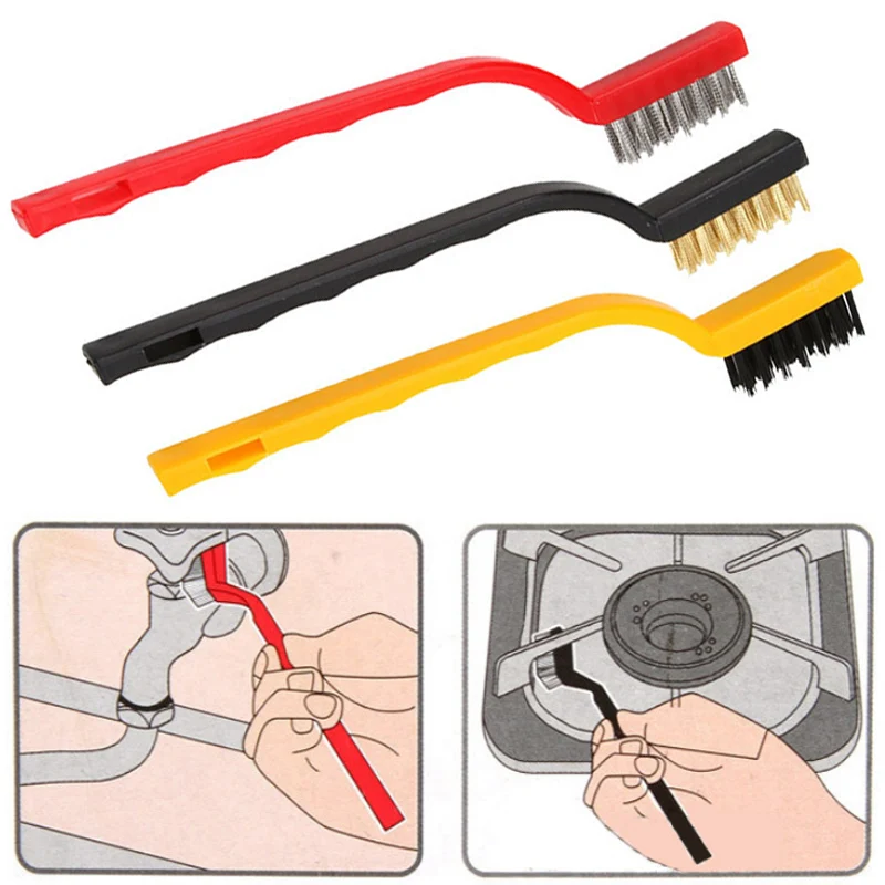 Сильная обеззараживающая проволочная щетка, медная щетка, щетка для чистки газовой плиты, железная щетка, щетка из металлического волокна, 3 шт./лот, кухонные инструменты