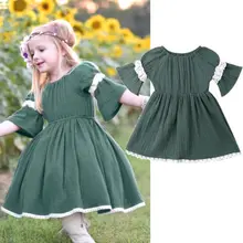 Vestido de verano fresco Vintage para niña, vestido europeo de Patchwork de algodón, vestido de verano para chico de princesa, ropa, mangas cortas para niños, vestido Floral a estrenar