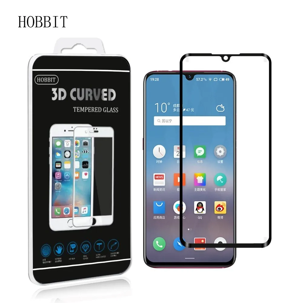 3D изогнутое черное Полноразмерное закаленное стекло 9H Защита экрана для Meizu Note 9
