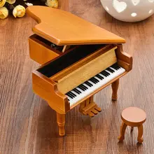 Пианино деревянная музыкальная шкатулка стиль Burlywood цвет 18 мелодий грандиозные подарки на день Святого Валентина Классическая хорошая Музыкальная шкатулка со стулом