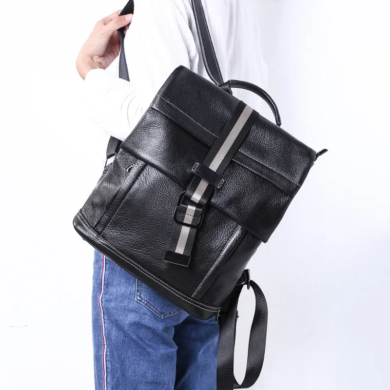 

2019 New Ladies Large Capacity Leather Backpack Simple Luxury Black Backpack Good Quality Woman Shopping Travel Laptop Bag