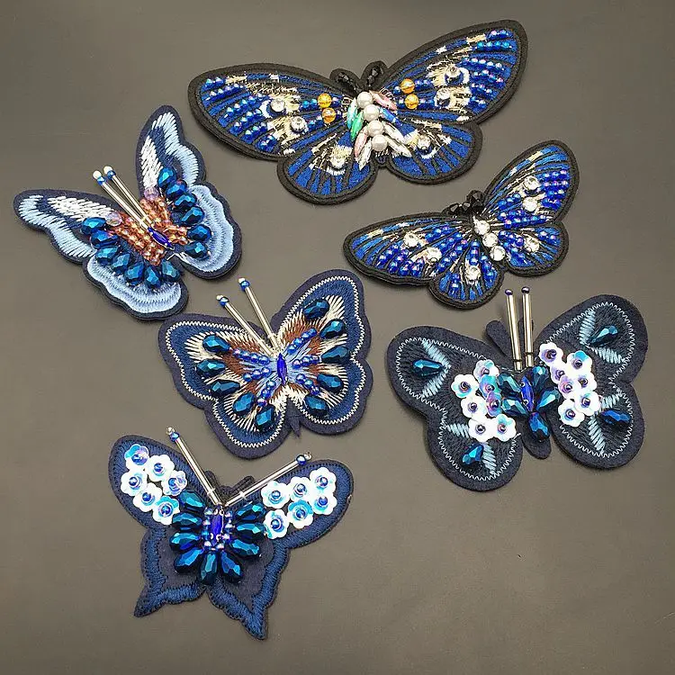 

Handmade beaded 3D butterfly embroidery cloth stickers clothing shoes and hats diy decorative accessories